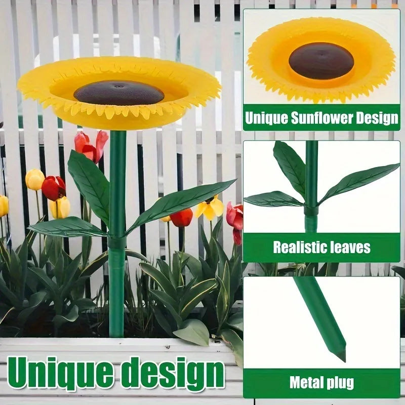 FloraFeeder Sonnenblumen Vogeltränke & Futterstation | Blumendesign | Hängende Garten-Deko | 24 cm Durchmesser, 43 cm Höhe