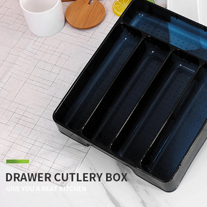 Drawello Besteck Organizer Schublade | Kunststoff | 27x17,6x3,5 cm | Schwarz oder Weiß