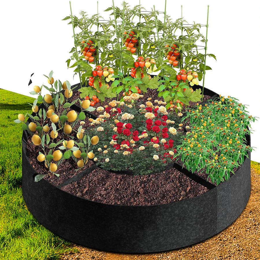 Plantovo | Pflanzsack mit 6+1 Pflanzfächern | Atmungsaktiver Vlies-Pflanzkübel für Gemüse, Kräuter und Blumen