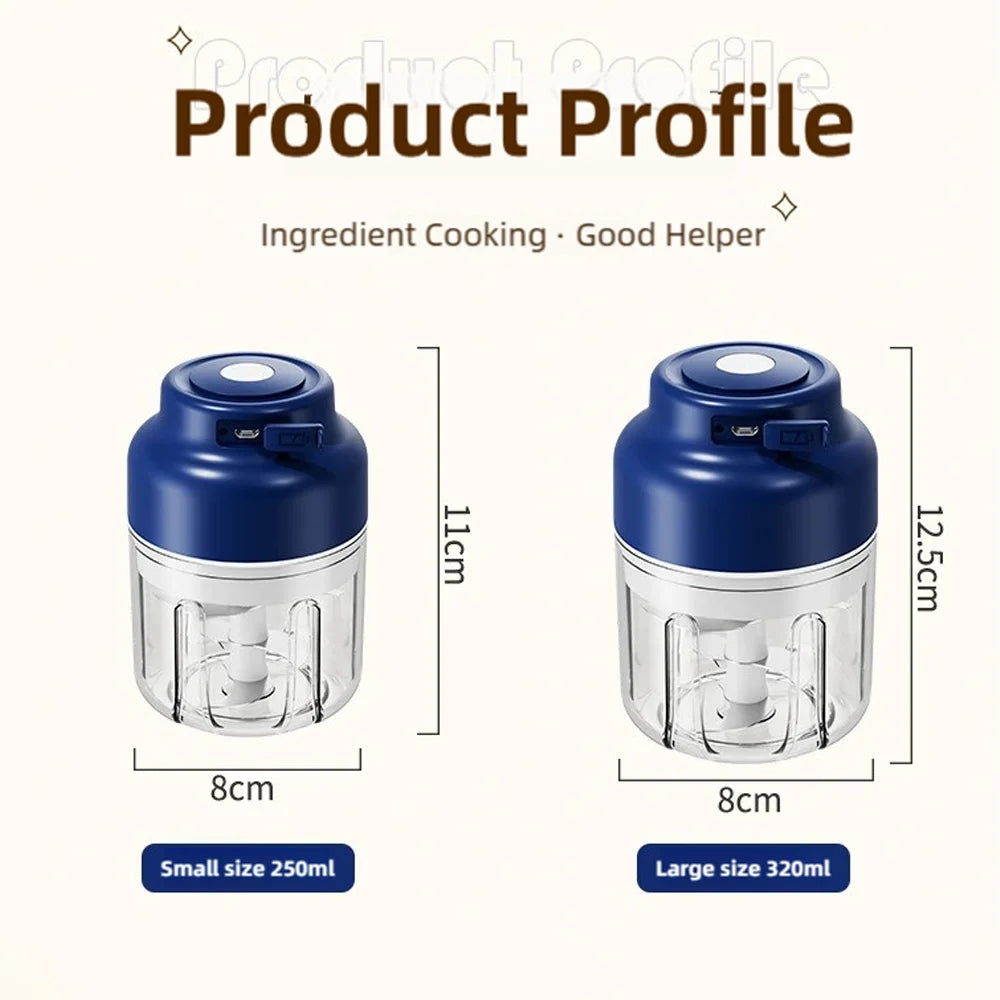 Chopiva Elektrischer Mini Zerkleinerer | USB Food Processor | 6-Klingen System | 320 ml Küchenzerkleinerer