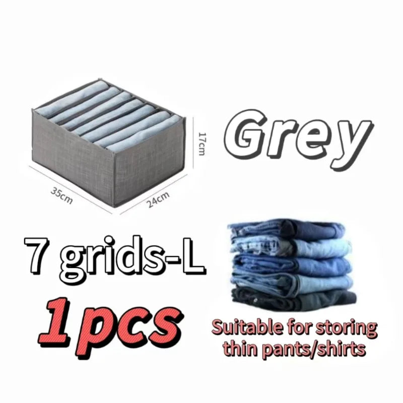 ClariFold Kleiderschrank Organizer | 7–9 Fächer Kleidung Organizer | Faltbare Aufbewahrungsbox | Atmungsaktives Mesh | Für Jeans & T-Shirts
