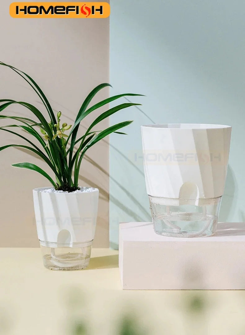 Hydrova Selbstbewässernder Hydroponik Blumentopf | Transparentes Doppel-System | Automatische Wasseraufnahme