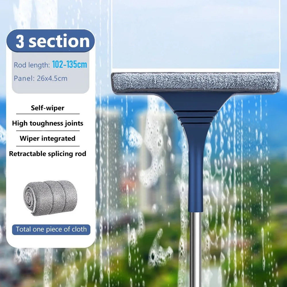 FensterFlex 2-in-1 Window Cleaner | Adjustable Telescopic Handle | Squeegee & Microfiber Mop | For Windows, Glass & Frames