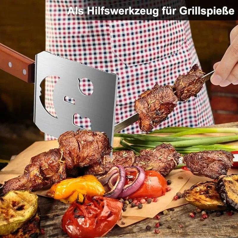 GrillMasterPro 7-in-1 Multifunktionaler Grillspatel | Edelstahl BBQ Werkzeug | Fleischzange, Wender & Küchenhelfer für Grill & Outdoor