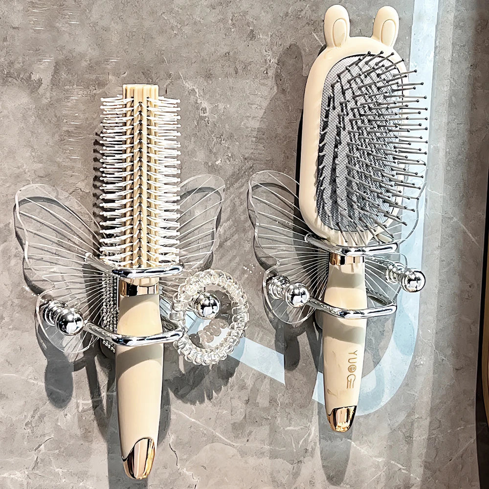 Butterella Schmetterlings-Organizer für Badezimmer | Wandhalterung ohne Bohren | Aufbewahrung für Kämme, Haargummis & Accessoires