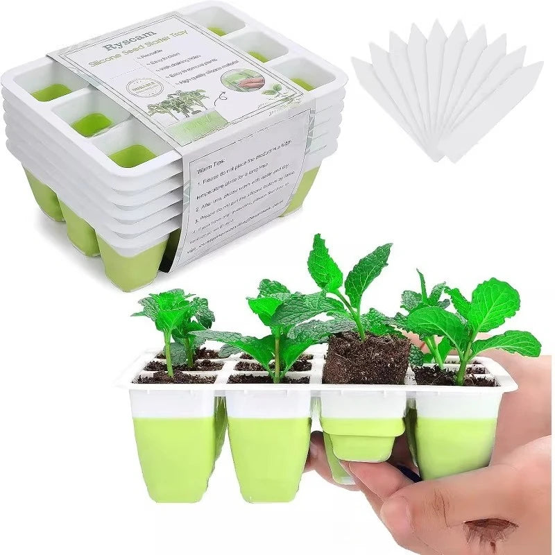 Seedora | Anzuchtplatte mit 12 Pflanzzellen | Wiederverwendbare Aussaatschale für Kräuter, Gemüse und Blumen