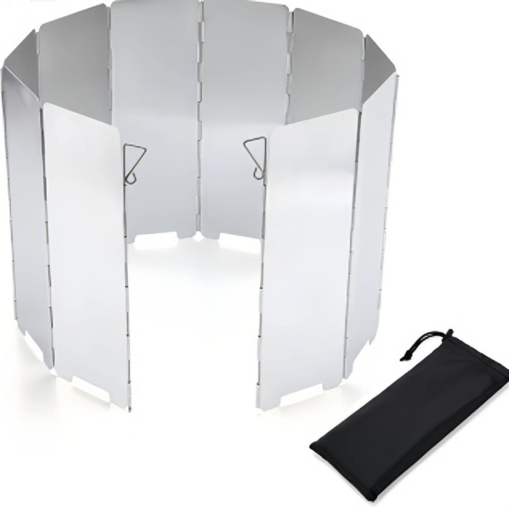 WindGuard Pro | Camping Windschutz für Gaskocher aus Aluminiumlegierung | Faltbar | 8/9/10 Elemente