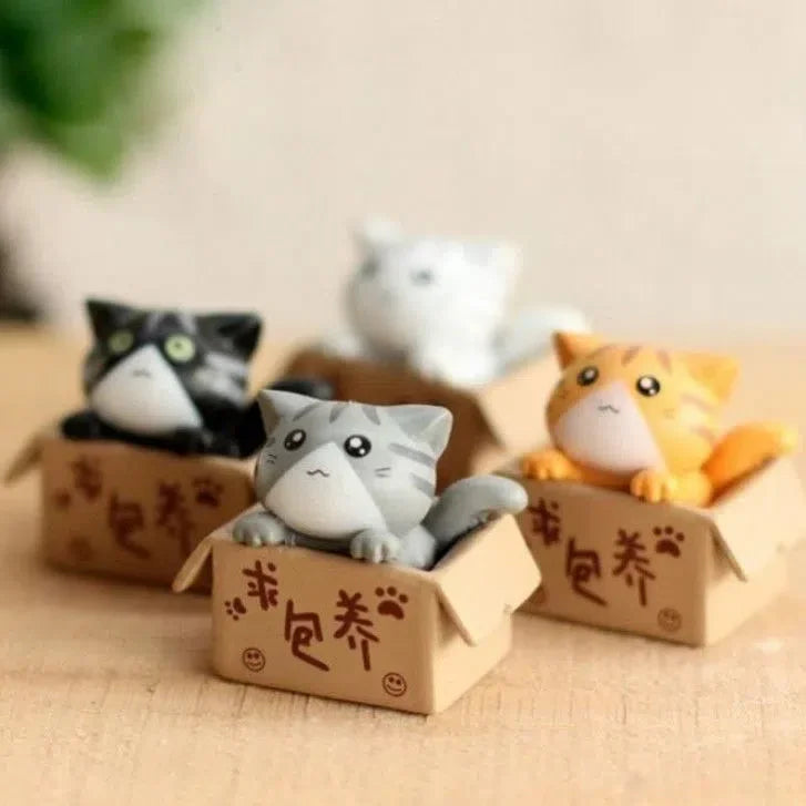 Miezella | Kawaii Mini Katzenfigur | Niedliche Dekofigur für Zuhause, Auto, Garten und Schreibtisch