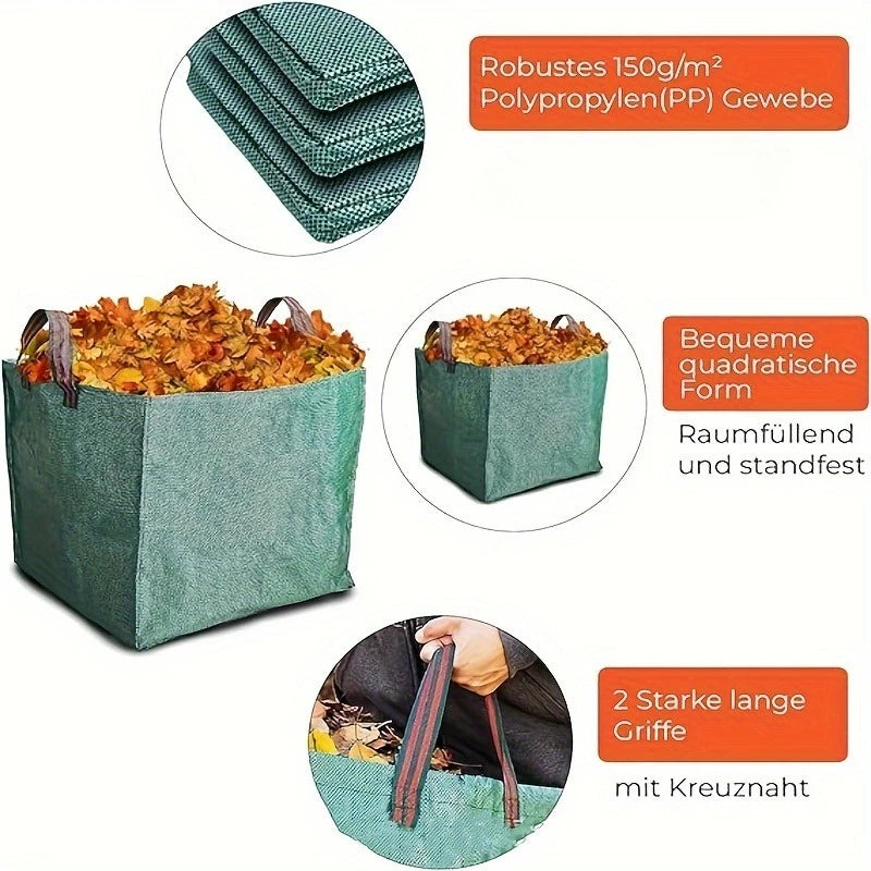 Grünora | Gartenabfallsack | Stichfester Wiederverwendbarer Laub- und Rasensack | 60 L / 125 L