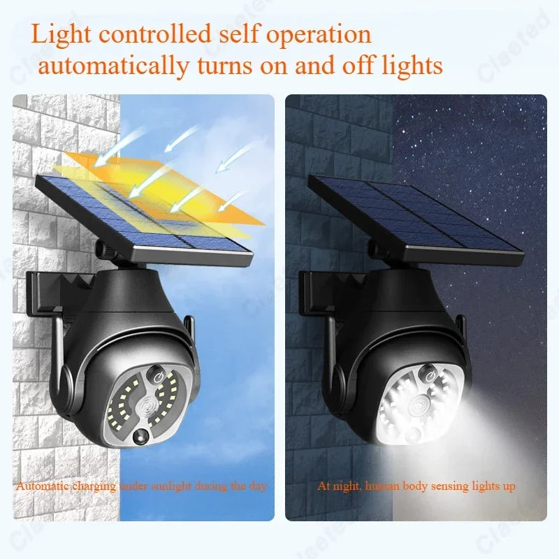 Securea Solar Wandleuchte mit Bewegungsmelder | LED Sicherheitslicht Kamera Design | IP65 Outdoor Lampe