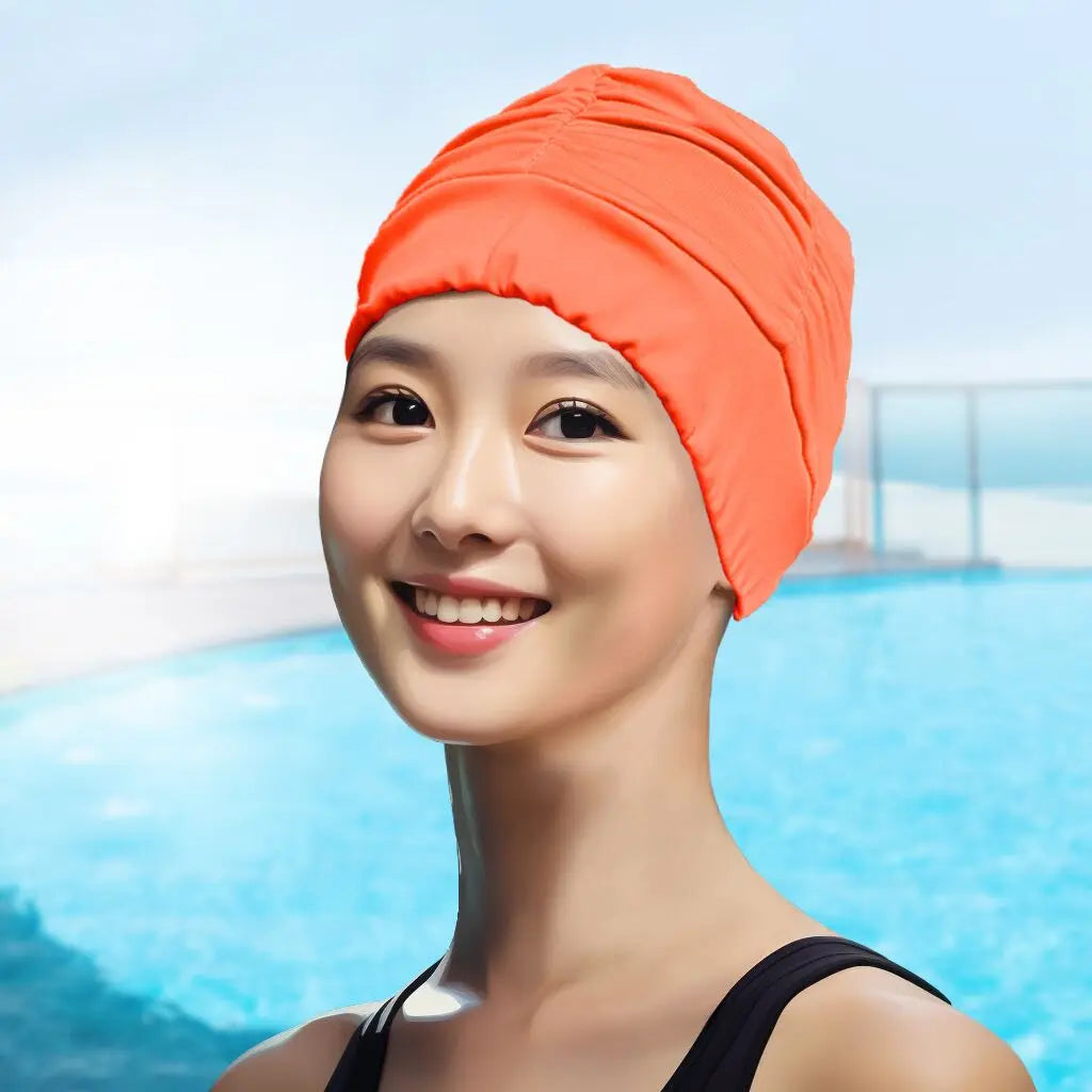 AquaLisse Damen Badehaube für lange Haare | Elastisch & Faltbar | Glattes Komfortdesign