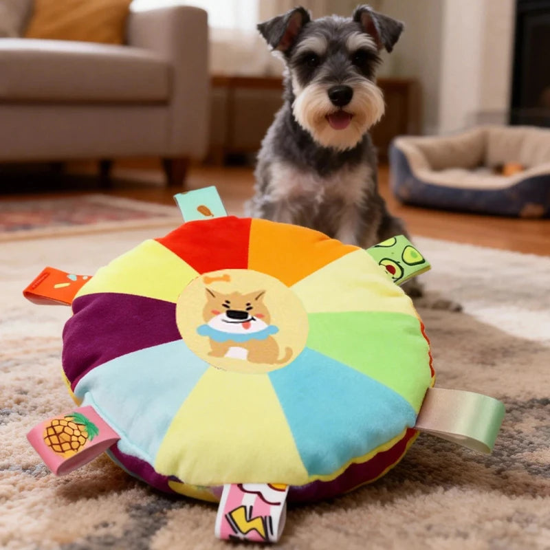 BiteBello Hundespielzeug Plüsch Frisbee | Quietschend | Cartoon-Design | Für Welpen & kleine Hunde | Bissfest & verschleißfest