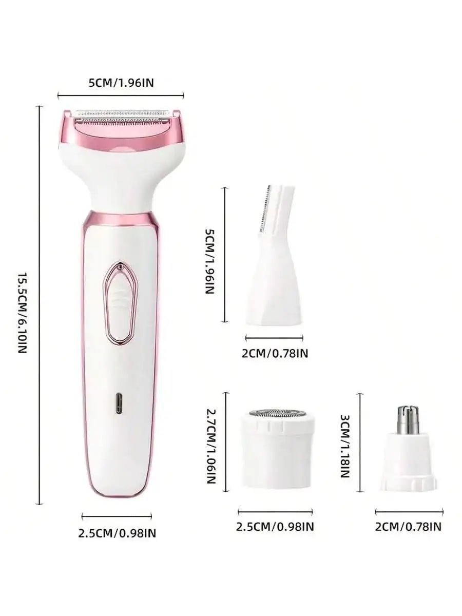 Silkora | 4-in-1 Elektrischer Damenrasierer | Wiederaufladbarer Nass- & Trockenrasierer für Gesicht, Beine, Achseln und Nase