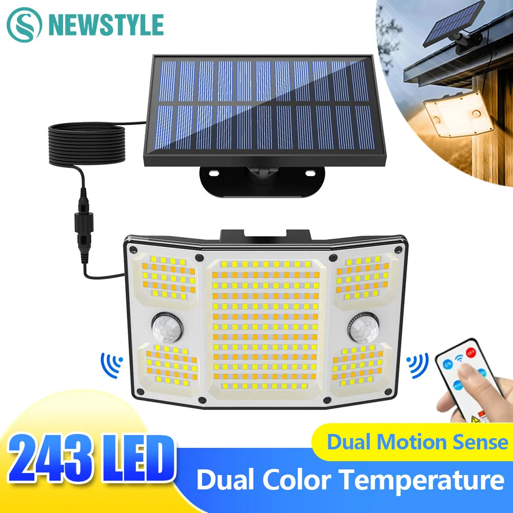 Solavion Solar-LED Sicherheitslicht | 254 LEDs | Bewegungsmelder | IP65 Wetterfest | Garten & Hof