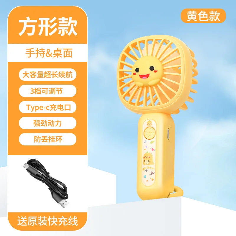CooliFan Mini-Handventilator | USB wiederaufladbar | Leise & tragbar | Cartoon Design | Geschenkidee