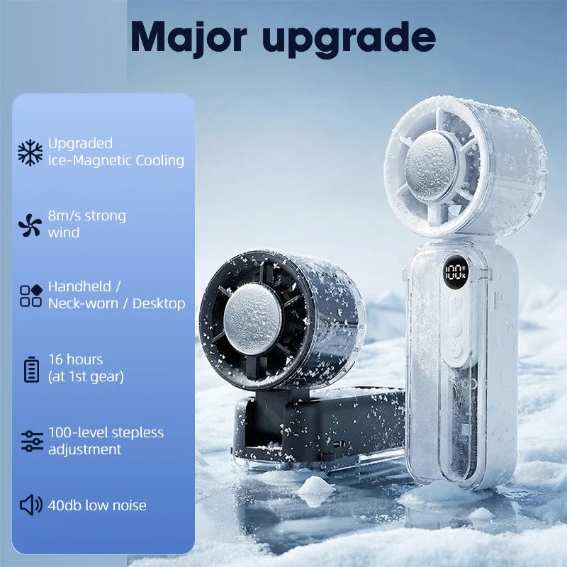 Frostivo | Handventilator mit Halbleiter-Kühlung | Wiederaufladbar | 3600 mAh Akku | Faltbar & Tragbar