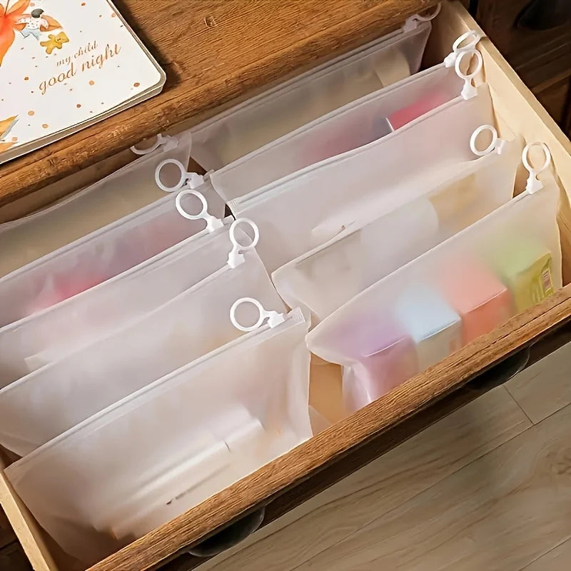 ClearVoy | 12er Set transparente PVC Reißverschluss-Aufbewahrungsbeutel mit Griffen – wiederverwendbare Organizer-Taschen für Reise und Haushalt