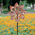 Ventoria | Windspiel mit Doppel-Windrad | Kinetische Gartenskulptur aus Metall | Wetterfeste Gartendekoration