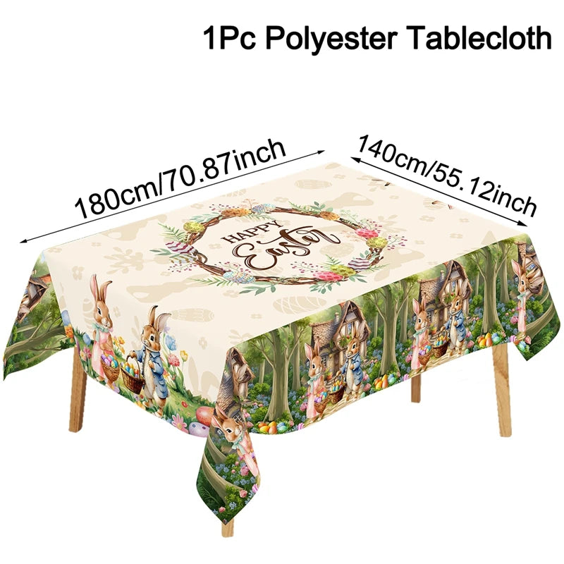 Frühlingstisch Oster Tischläufer | Vintage Hasen Eier Blumen Motiv | Frühlings Tischdekoration für Esstisch Küche