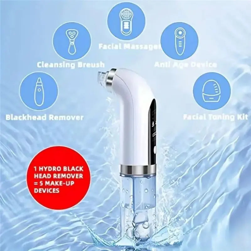 DermaFlow Mitesserentferner Elektrisch | Wasserpeeling & Vakuum | 3 Saugstärken | USB Wiederaufladbar