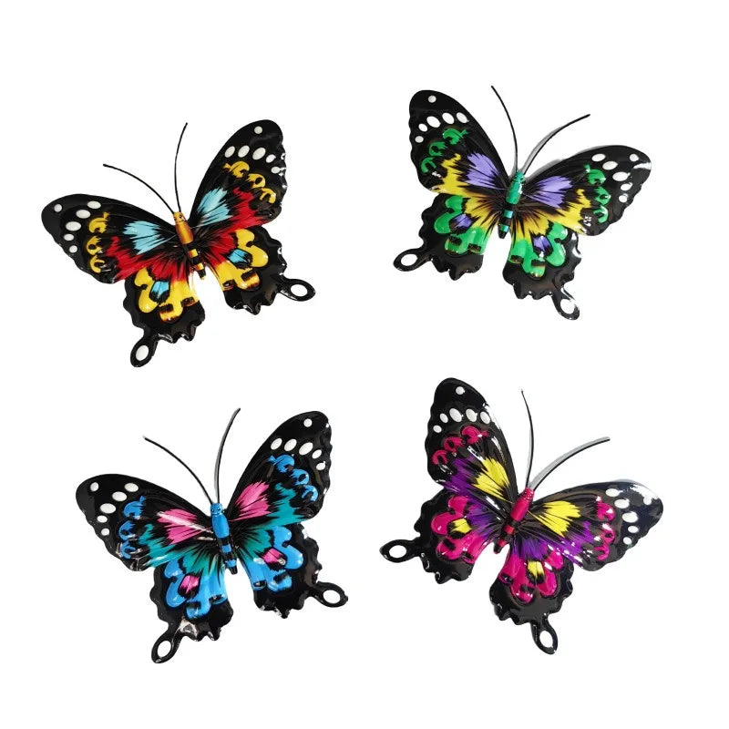 FLORAVENTO Metall Schmetterling Wanddeko Set | 4er Set | Rostfrei | Für Garten & Zaun