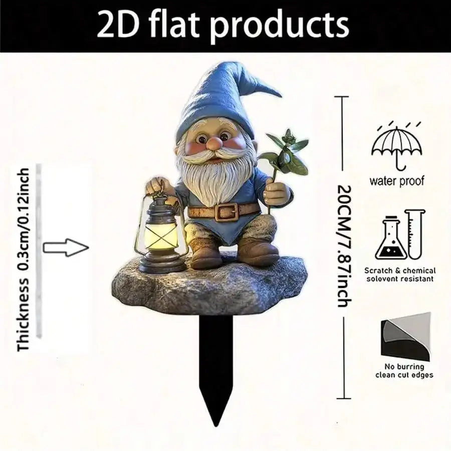 GNOMERIA Gartenstecker Zwerg | Acryl | Wetterfest | Blumentopf & Rasen Dekoration