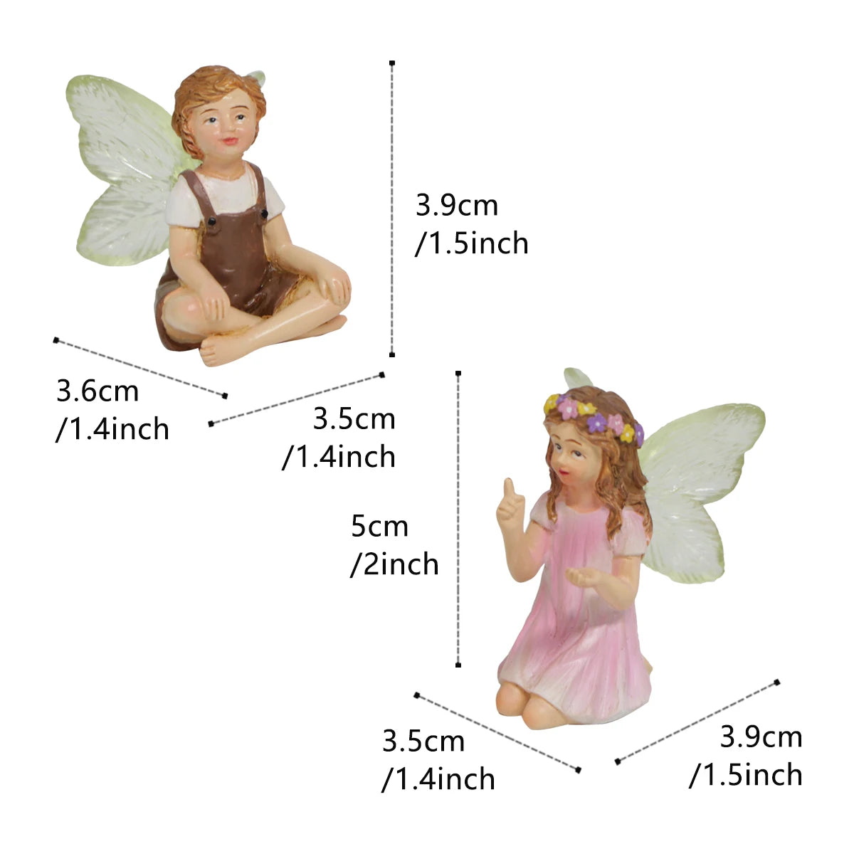 FeenGlanz Gartenzauber Mini Feen Figuren 2 Stück | Kunstharz Tisch- & Gartendeko | Märchenhafte Outdoor-Ornamente