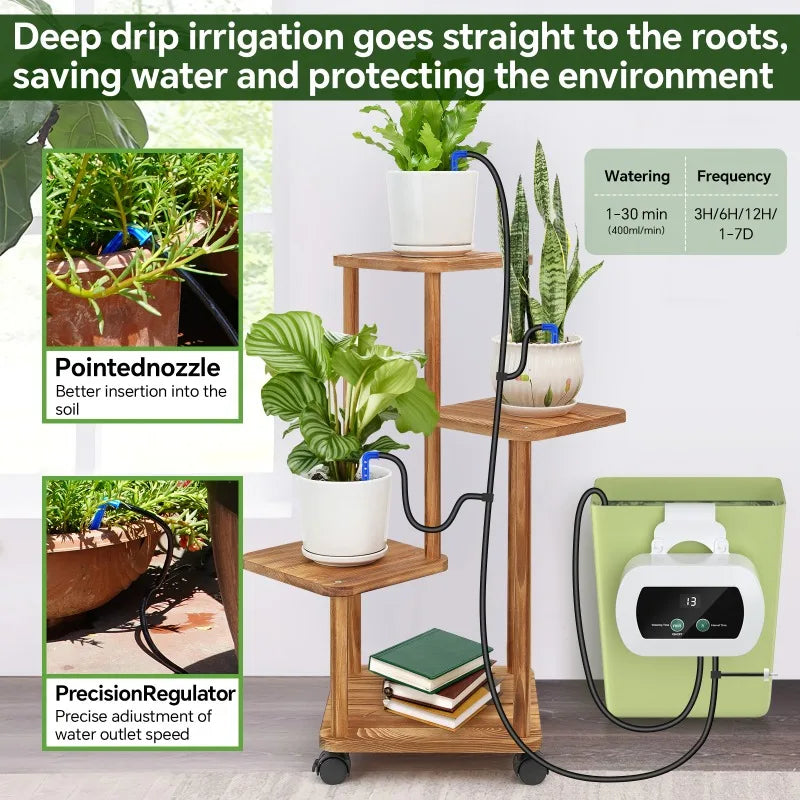 Automatisches Tropfbewässerungssystem | 300 Bewässerungsprogramme | USB-C Pflanzenbewässerung | PlantaFlow