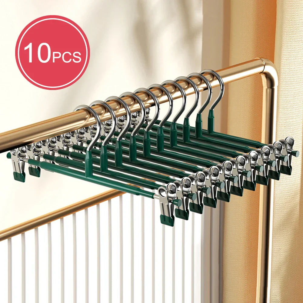 Closyra Stainless Steel Hangers with Clips | Adjustable & Non-Slip | For Skirts, Pants & Underwear | Space-Saving & Seamless