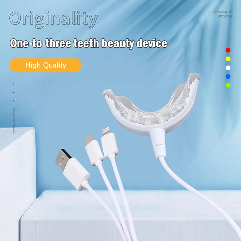 SmileVeya | 3-in-1 Zahnaufhellungslampe | 16 LED Blaulichter | USB Wiederaufladbares Zahnbleaching-System