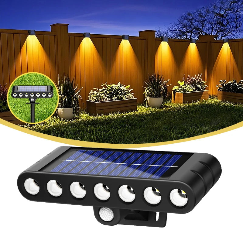 Solenza Solar-Gartenstrahler | 7 LED | 120° Verstellbar | Wetterfest | Warmweiße Außenbeleuchtung