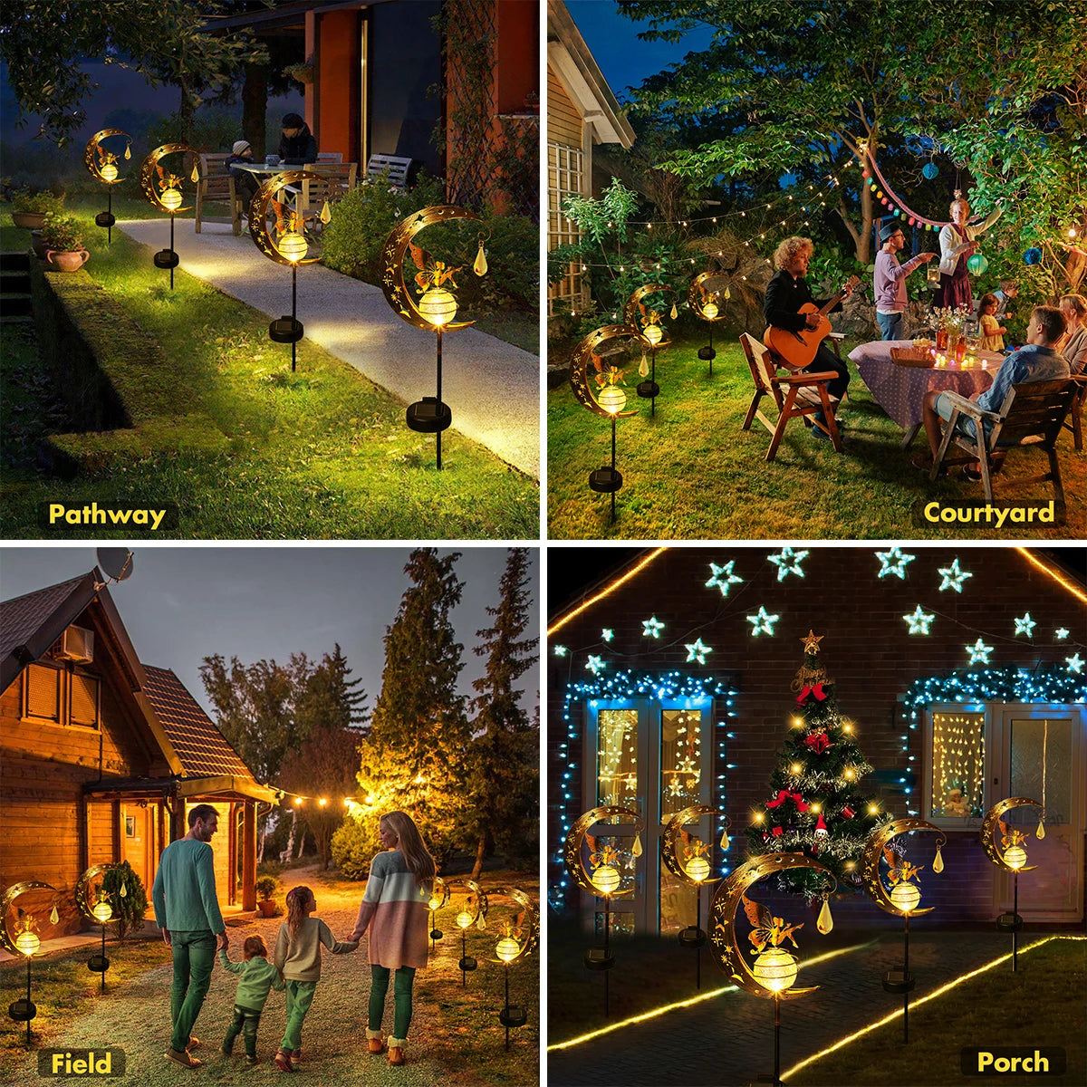 LunaFeya | Solar Gartenstecker Mond & Fee | LED Gartenleuchte mit Warmweißem Licht | Wasserdicht IP65