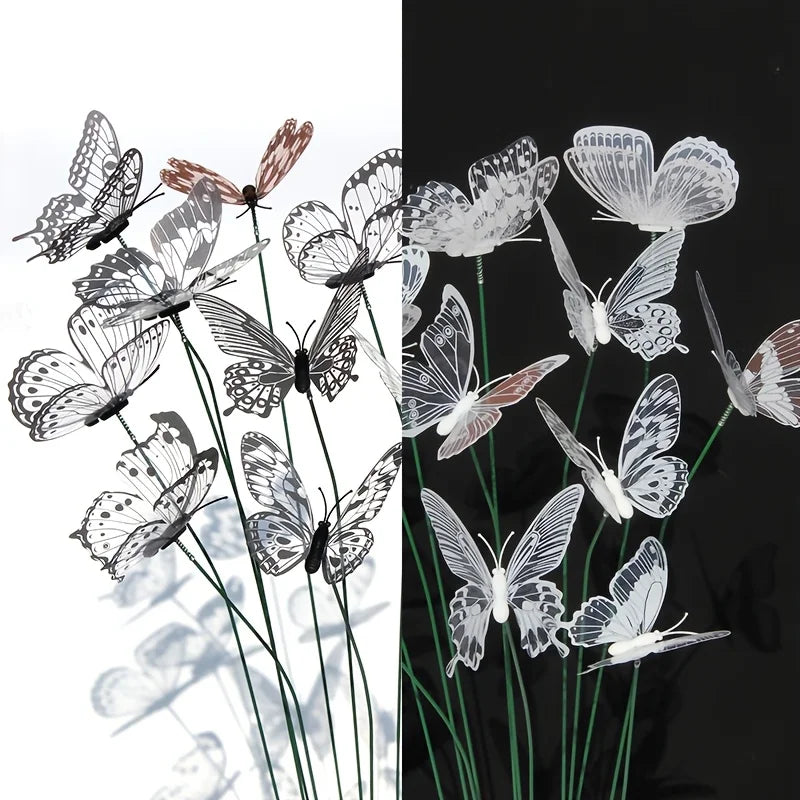 FLORAVIVA Gartenstecker Schmetterling 10er Set | Realistisches Design | PVC | Outdoor Dekoration