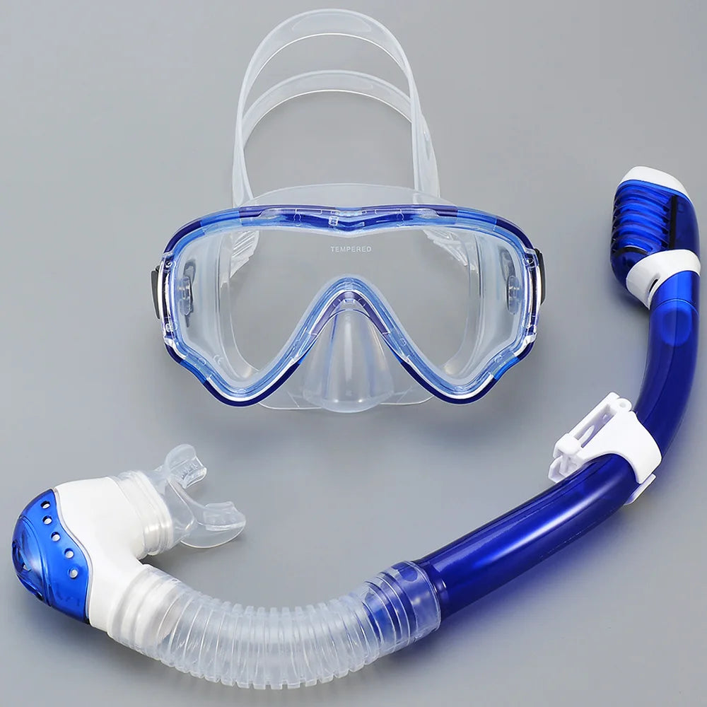 AquaJuni Kids Diving Mask with Snorkel | Anti-Fog & Leak-Proof | Tempered Glass & Silicone | For Boys & Girls 7–15 Years