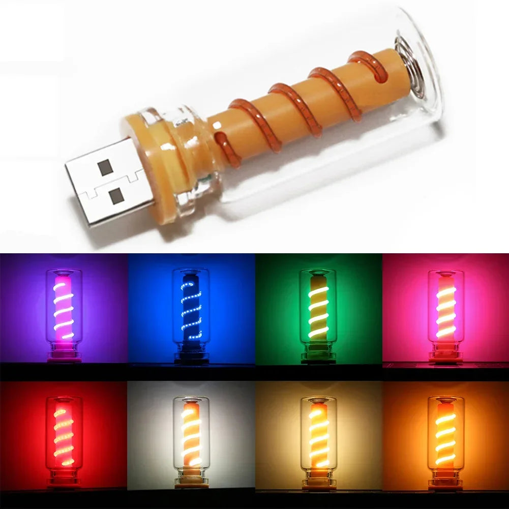 Glowora | USB LED Dekolampe | Spiralfilament | Touch-Dimmung | 5V Retro-Licht | Nachtlicht & Campinglampe