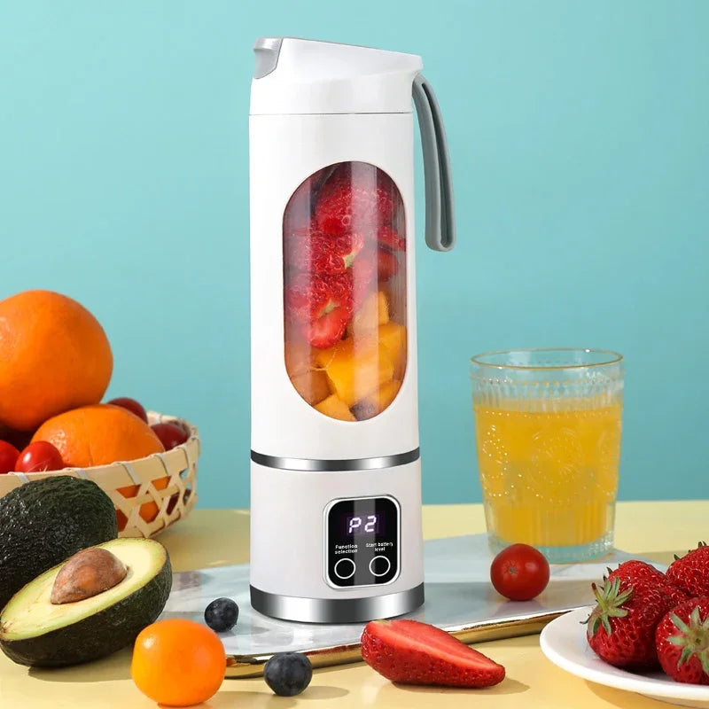 Fruvella Tragbarer Mini-Smoothie-Mixer | 450 ml | 10 Edelstahlklingen | USB wiederaufladbar | Eis- & Saftzerkleinerer