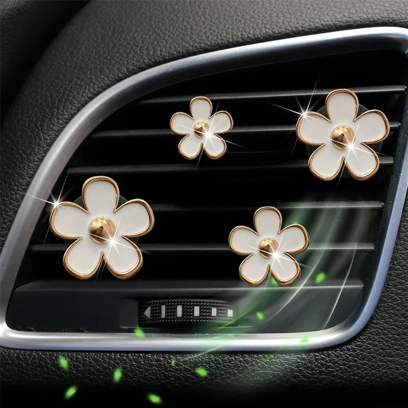 BloomDrive | Auto Duftclip Blumen Design | Aromatherapie Lüftungsclip Set | 4er-Pack