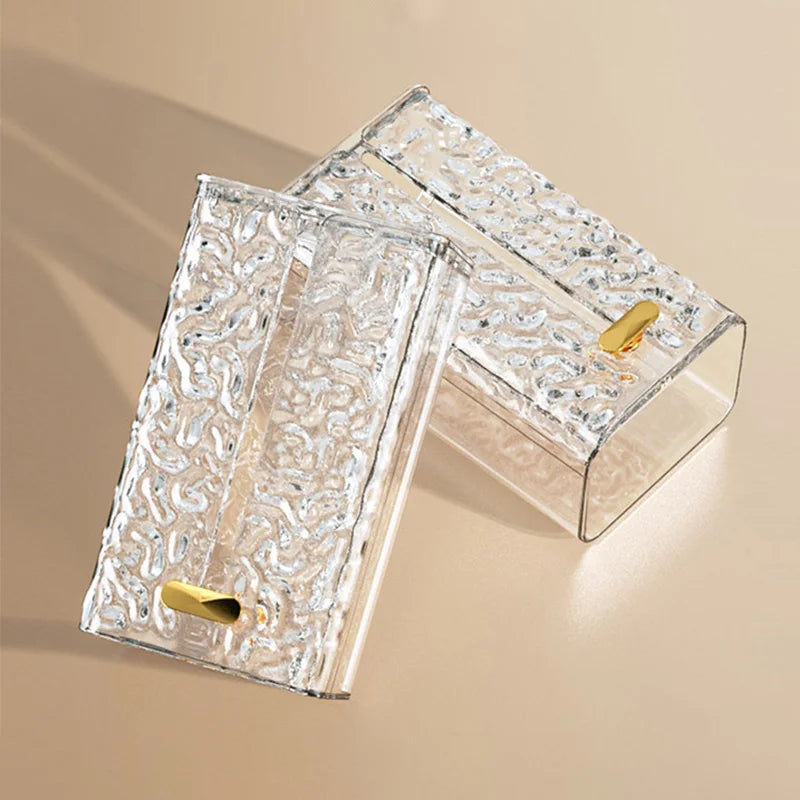 ClairaHome | Taschentuchbox mit Wellenoptik | Transparente Tissue-Aufbewahrung | Wandmontage & Tischnutzung
