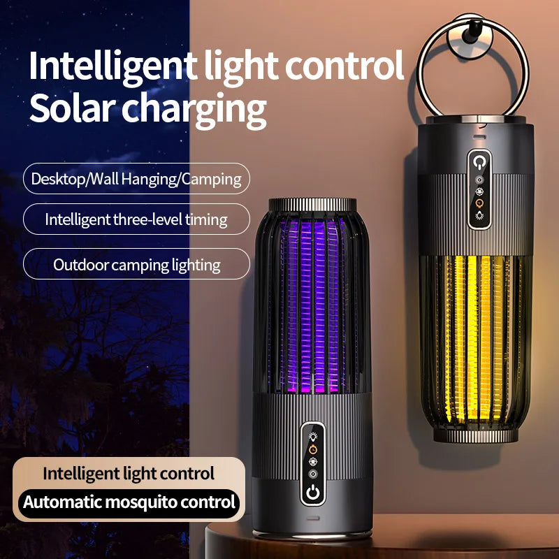 SolarZap 2500V Solar Mückenvernichter | 3-Stufen Timer | 360° Moskitokontrolle | Solar-Ladung | Outdoor Camping Lampe