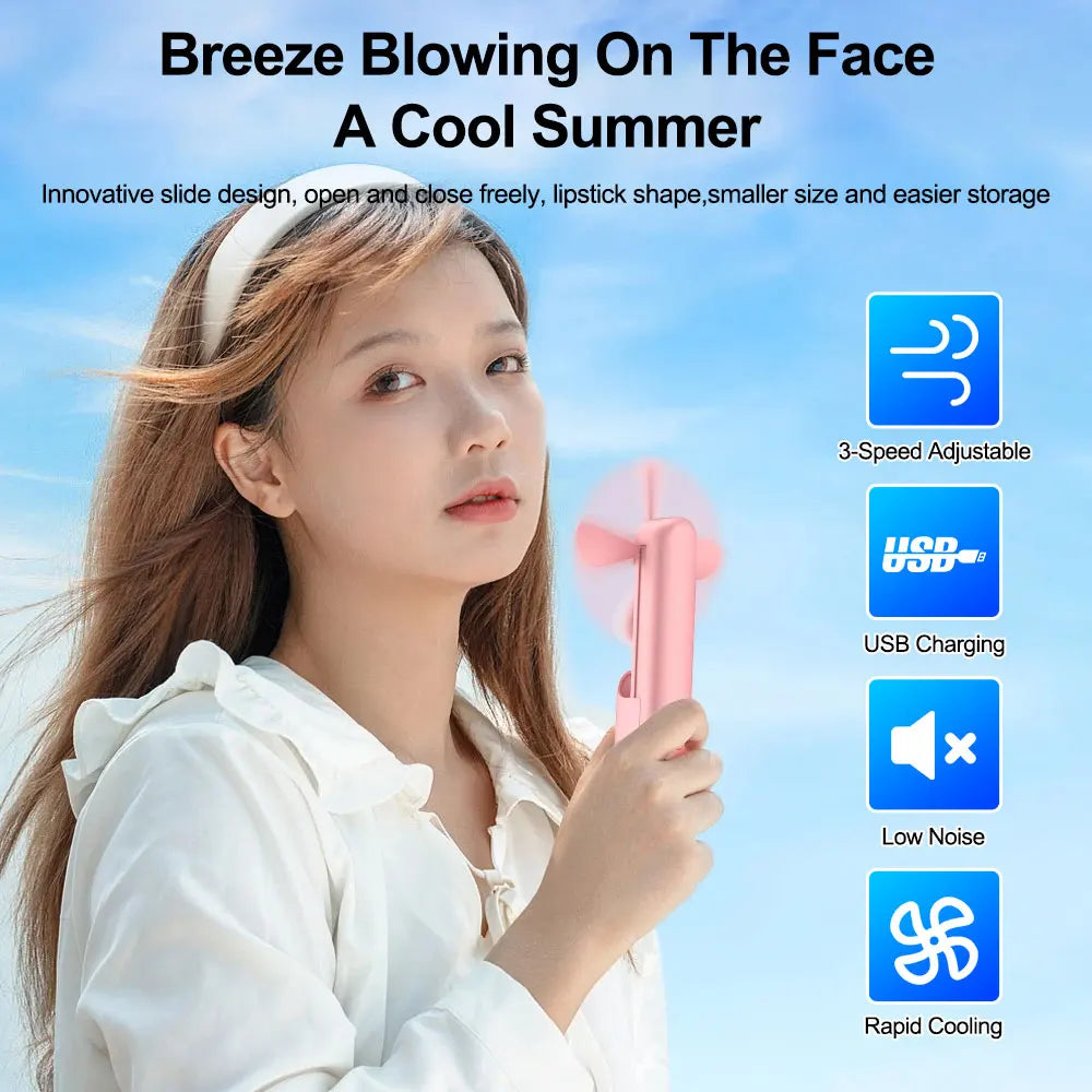 AeroBreeze USB Mini-Ventilator | Wiederaufladbar & Tragbar | Handlich & Klappbar