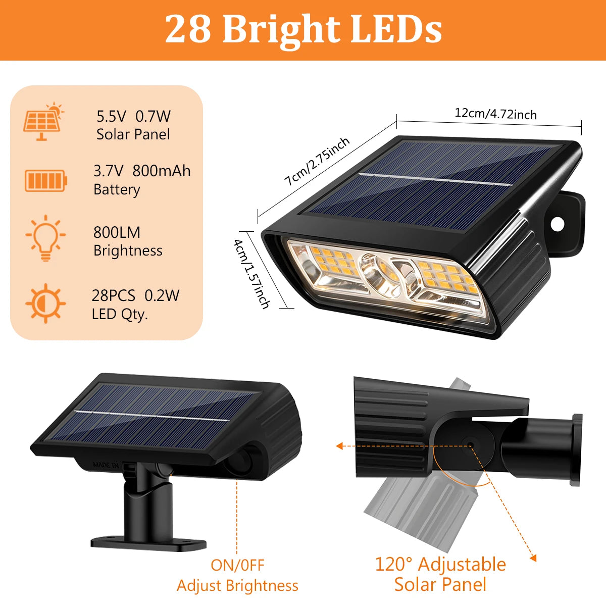 Luminaro | Solar-Hausnummernleuchte | 28 Warmweiße LEDs | Wasserdichte Garten-Wandleuchte 800 lm