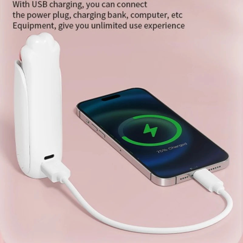 BREEZIO Mini Ventilator faltbar | USB wiederaufladbar | 1200mAh Akku | leise | Handventilator mit Powerbank