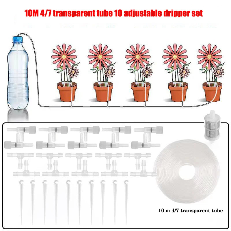 AquaGrün Pro Tropfbewässerungsset Garten | Mit Regulier-Ventil | Für Topfpflanzen & Gewächshaus