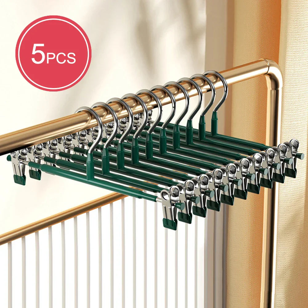 Closyra Stainless Steel Hangers with Clips | Adjustable & Non-Slip | For Skirts, Pants & Underwear | Space-Saving & Seamless