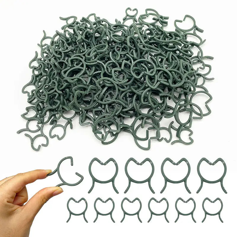 ClimbFix Garden Pflanzenclips 100/200er Set | 3 Größen | Rankhilfe Clips Grün