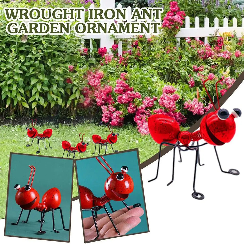 ArteGarten Eisen Ameisen Skulptur | Gartenfigur | 10 cm Höhe | Bunte Dekoration für Außenbereich