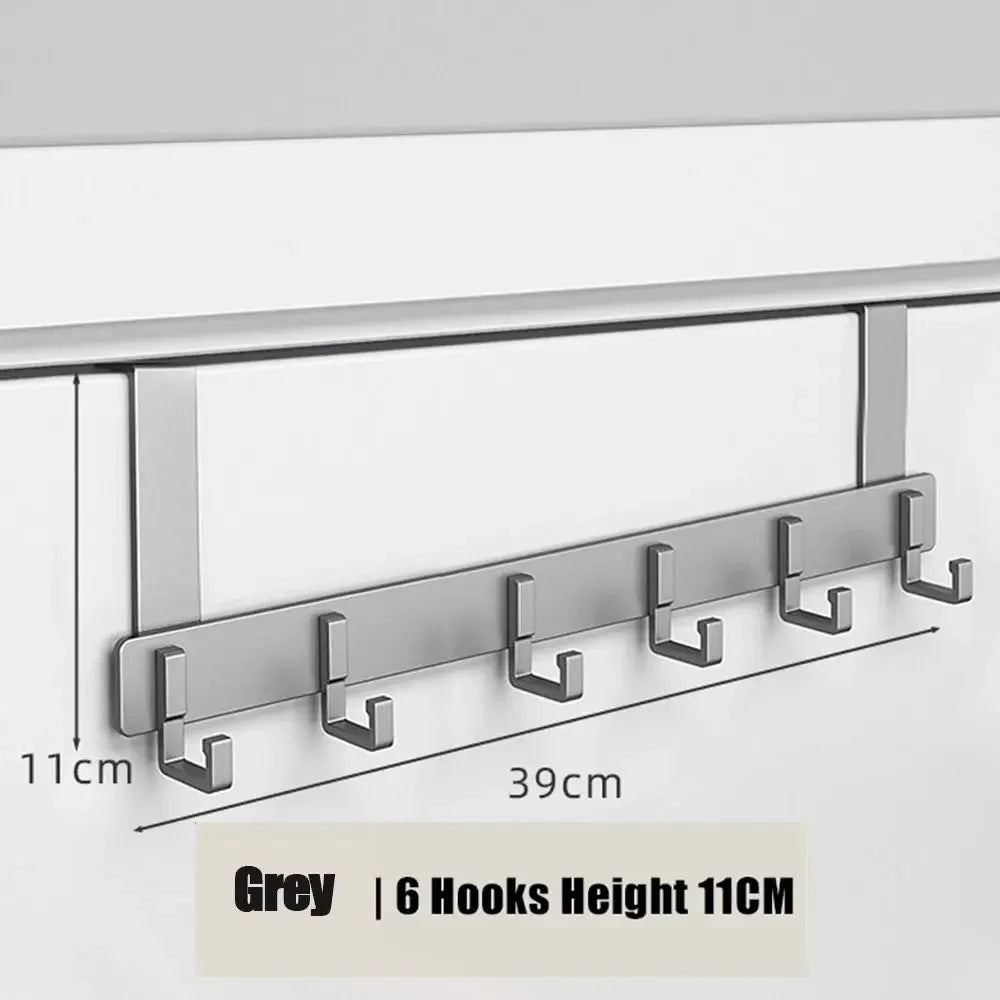 Hangiva Türhaken Organizer | 6 Haken | Aluminium Türgarderobe | Ohne Bohren | Für Türen 4,1–4,5 cm