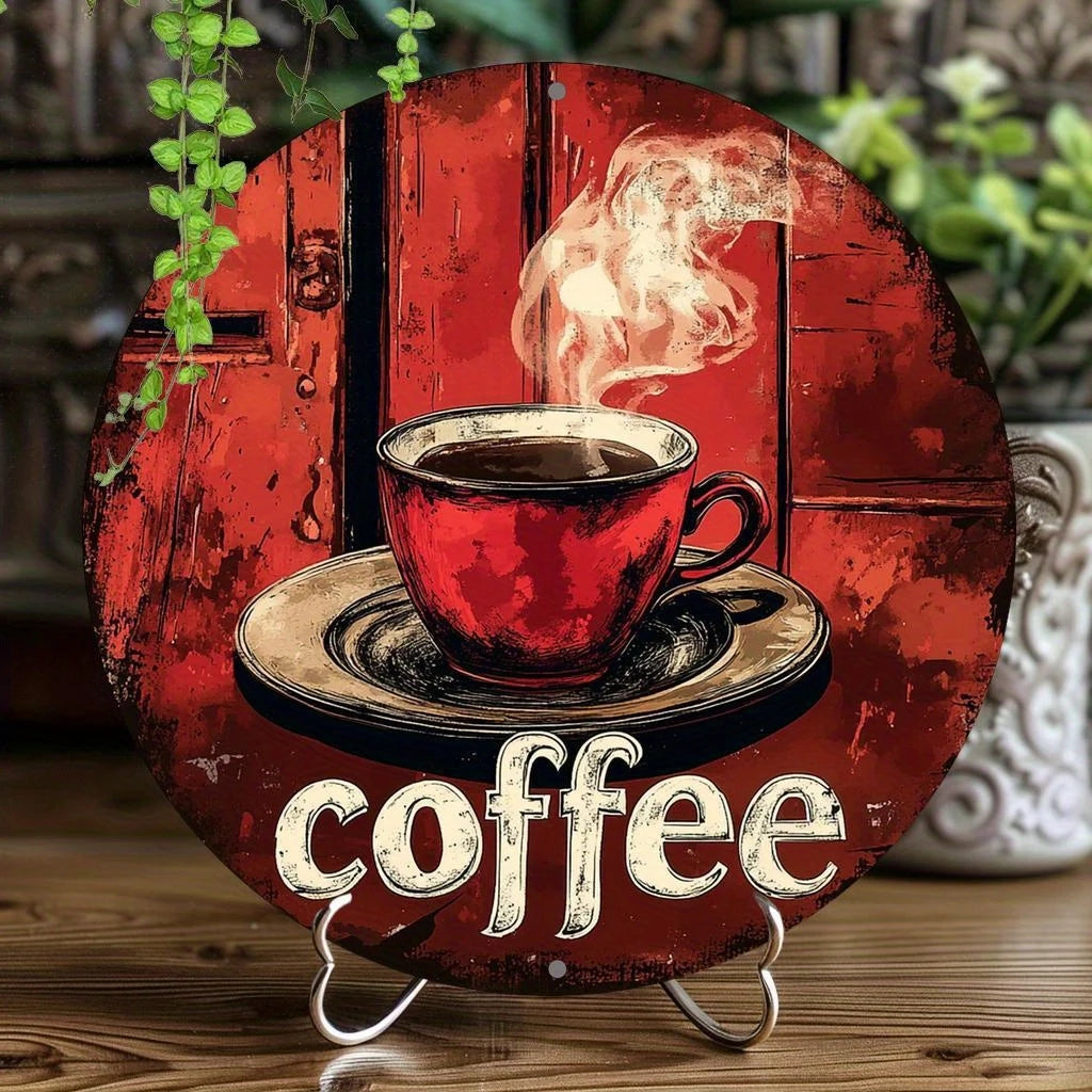 Brewwood Holzscheibe Kaffee-Motiv | 2D Farbdruck | Vintage Deko | Café & Bar