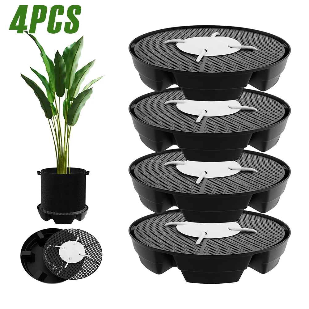AquaRoot Selbstbewässernder Pflanzuntersetzer | 2,8 L Wasserspeicher | 30 cm | 4er Set