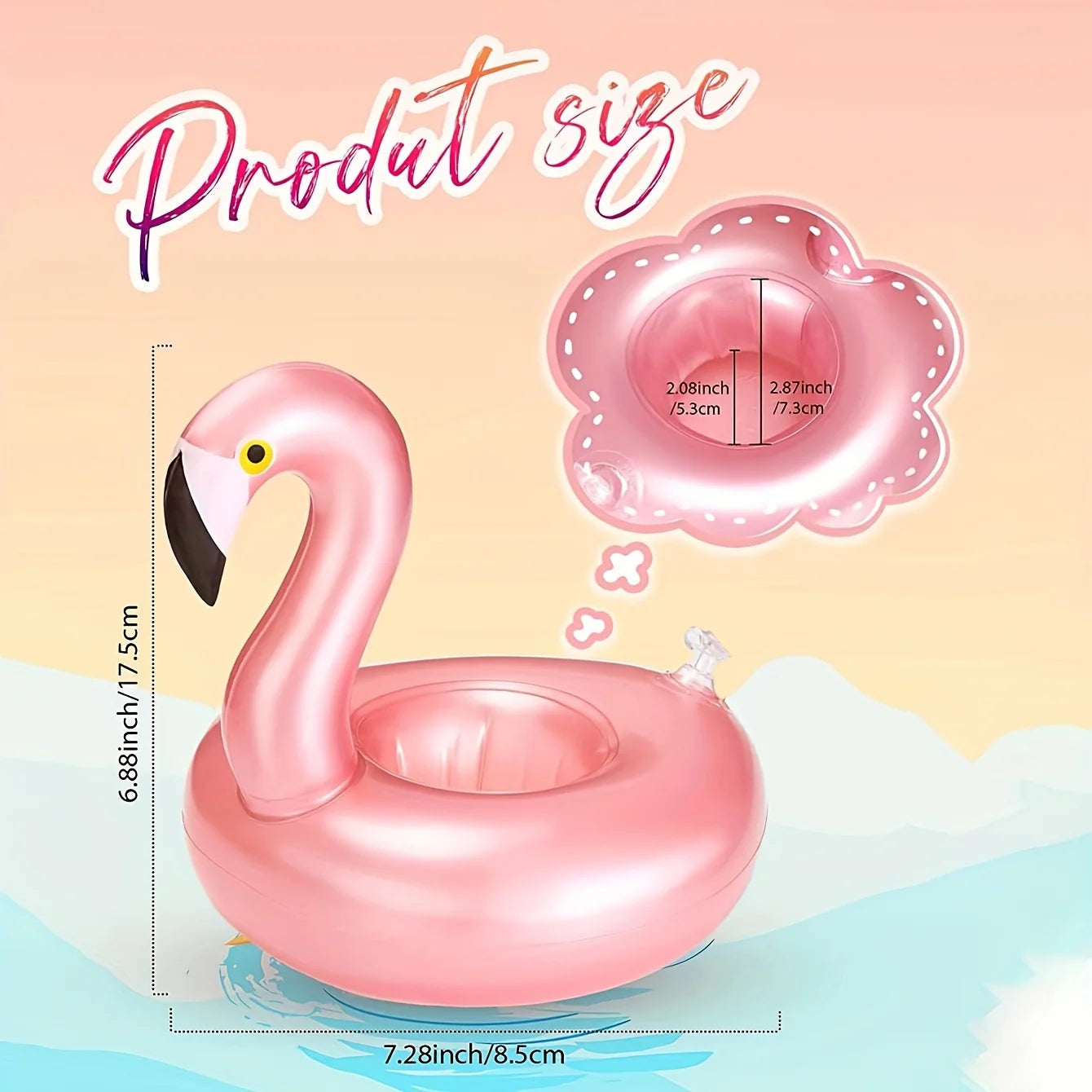FloataCup Aufblasbarer Flamingo Getränkehalter | Schwimmender Pool Cup Holder | Tragbarer Drink Coaster